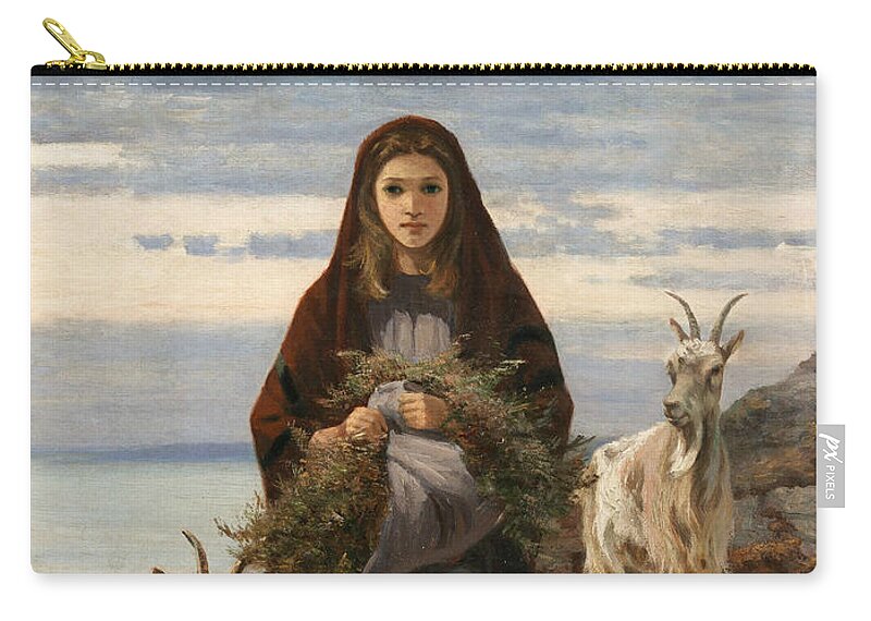 Irish Art Zip Pouch featuring the painting Connemara Girl by Augustus Nicholas Burke