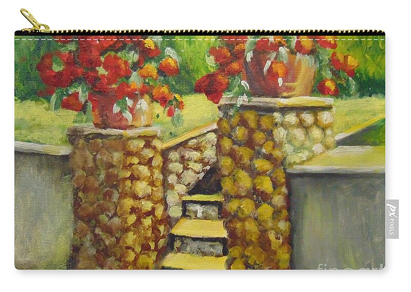 Flowers Zip Pouch featuring the painting Container Garden by Saundra Johnson