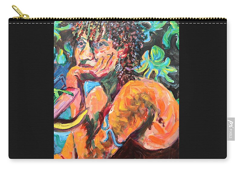 Portraits Zip Pouch featuring the painting Contemplating the Night by Madeleine Shulman