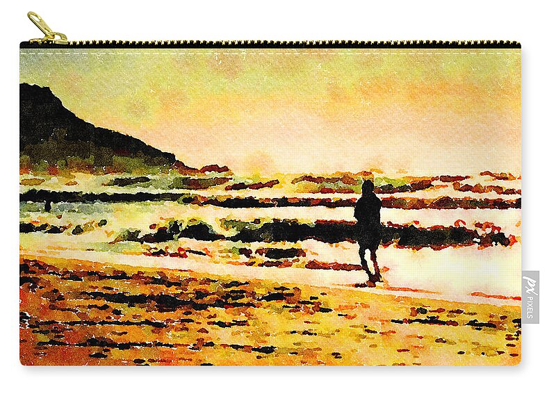Beach Zip Pouch featuring the painting Contemplation by Angela Treat Lyon