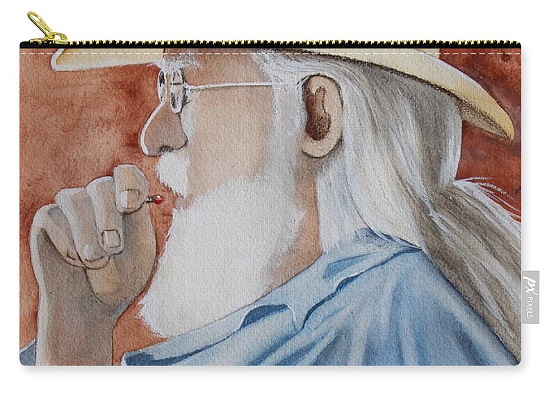 Burnt Sienna Zip Pouch featuring the painting Contemplation Watercolor by Kimberly Walker