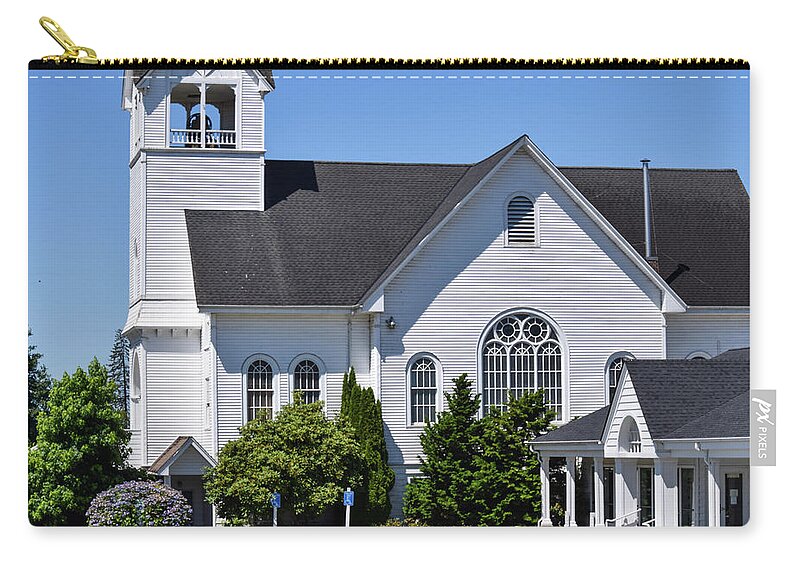 I-5 Zip Pouch featuring the photograph Conway Church by Tom Cochran