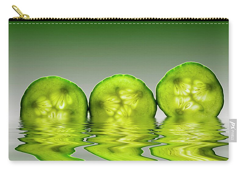 Cucumber Zip Pouch featuring the photograph Cool as a Cucumber Slices by David French
