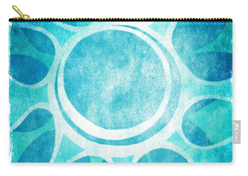 Lenny Carter Zip Pouch featuring the digital art Cool Blue Flower by Lenny Carter