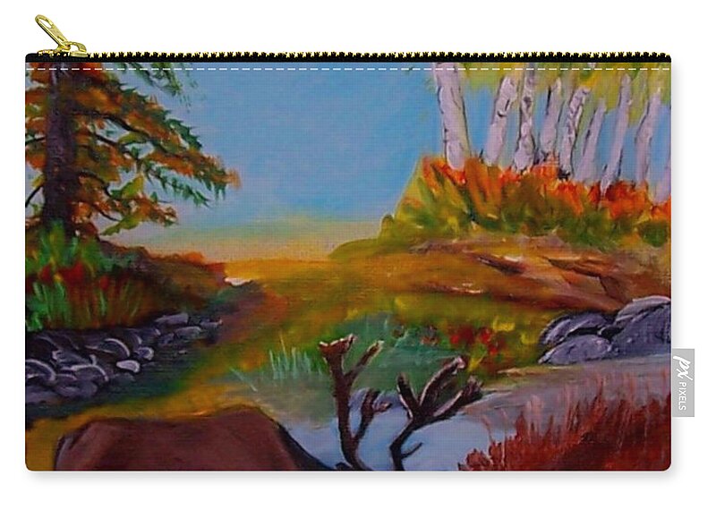 Elk Zip Pouch featuring the painting Cool Drink by Leslie Allen