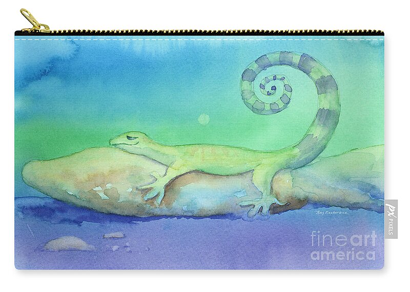Lizard Zip Pouch featuring the painting Cool Night Warm Rock by Amy Kirkpatrick