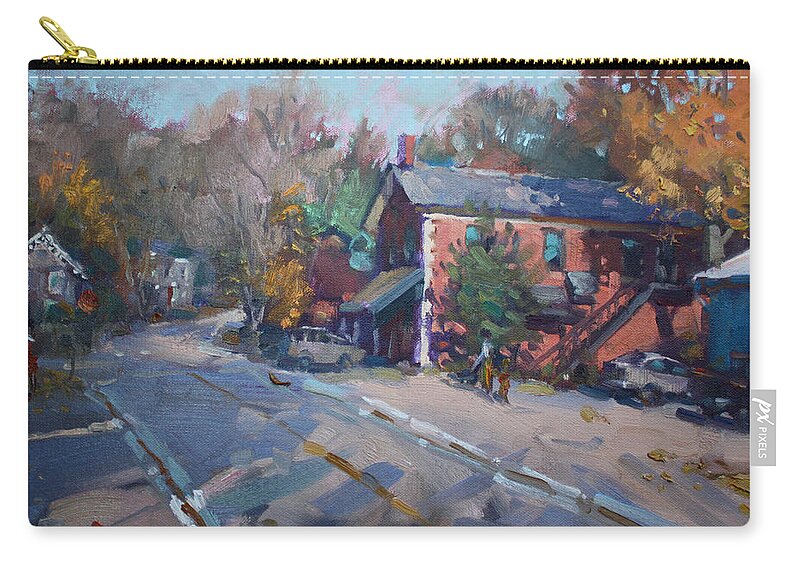 Copper Kettle Carry-all Pouch featuring the painting Copper Kettle Pub in Glen Williams ON by Ylli Haruni