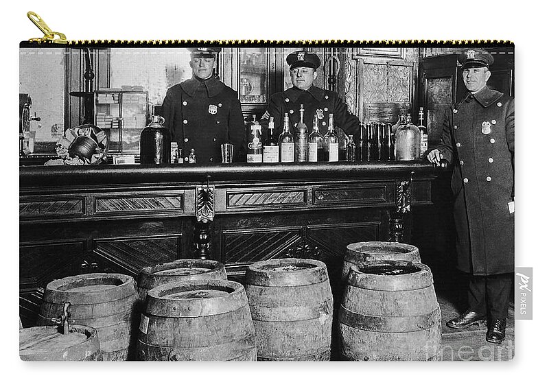 Prohibition Zip Pouch featuring the photograph Cops at the Bar by Jon Neidert
