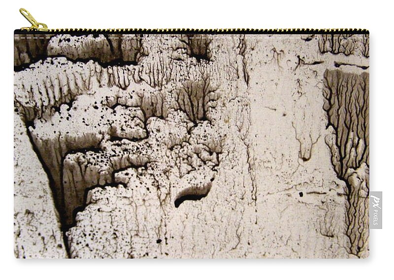 Abstract Rolled Ink Painting Zip Pouch featuring the painting Coral Castle by Nancy Kane Chapman