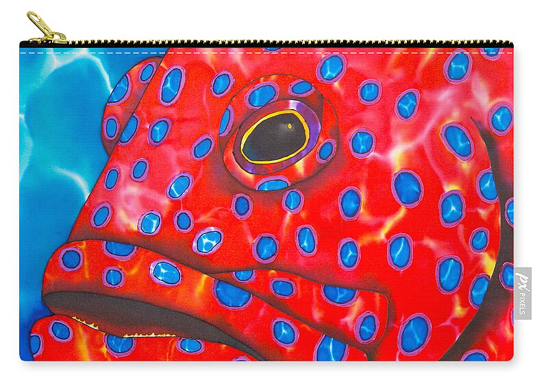 Coral Grouper Zip Pouch featuring the painting Coral Groupper II by Daniel Jean-Baptiste