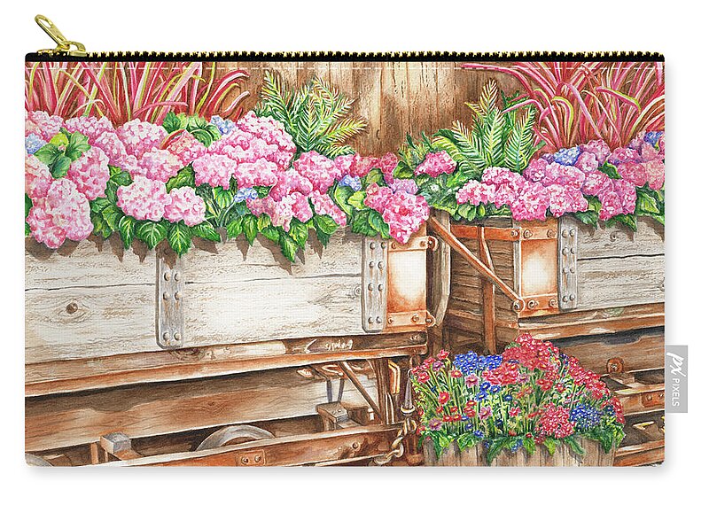 Western Floral Carry-all Pouch featuring the painting Cordelia's Train by Lori Taylor