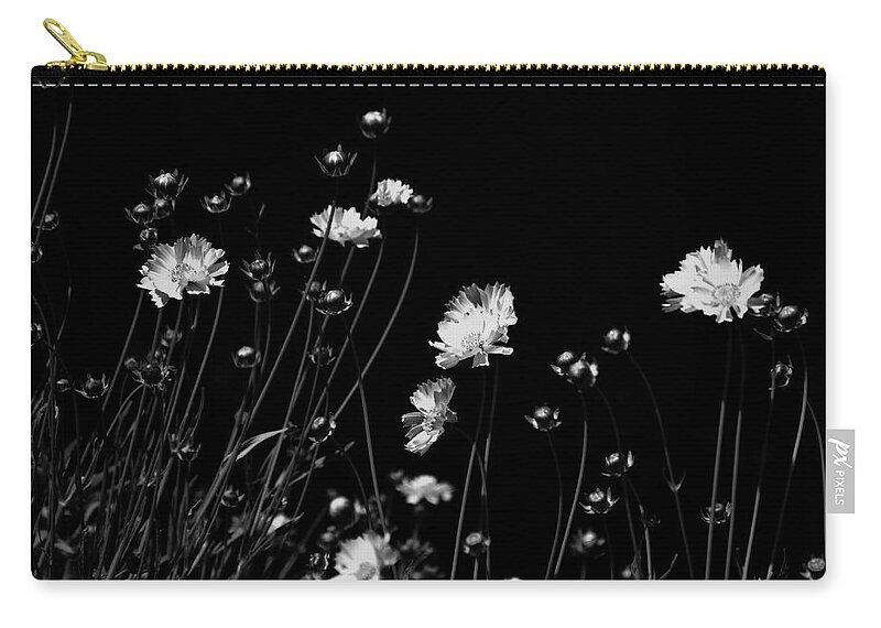 Black And White Zip Pouch featuring the photograph Coreopsis by JGracey Stinson