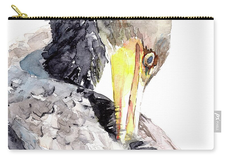 Cormorant Zip Pouch featuring the painting Cormorant by Claudia Hafner