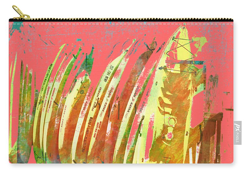 Wright Zip Pouch featuring the digital art Corolla Kayacks by Paulette B Wright