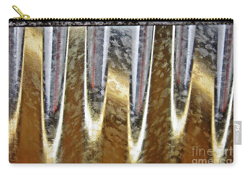 Metal Zip Pouch featuring the photograph Corrugated Metal Abstract 3 by Sarah Loft