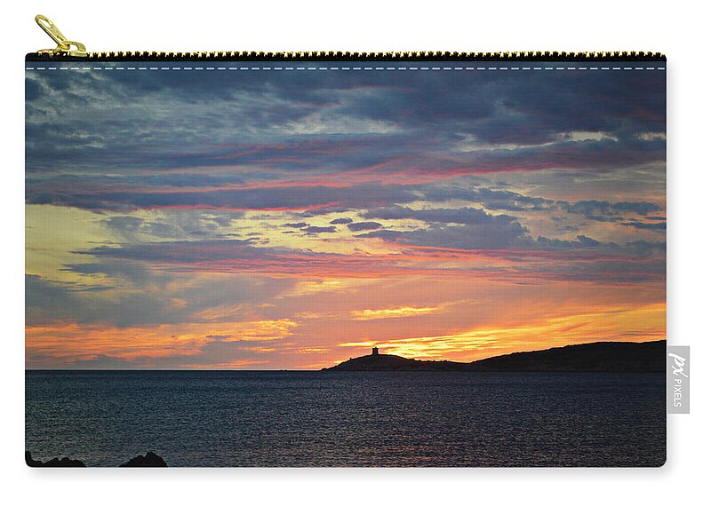 Sunset Zip Pouch featuring the photograph Corsica Sunset by Jonathan Kerckhaert