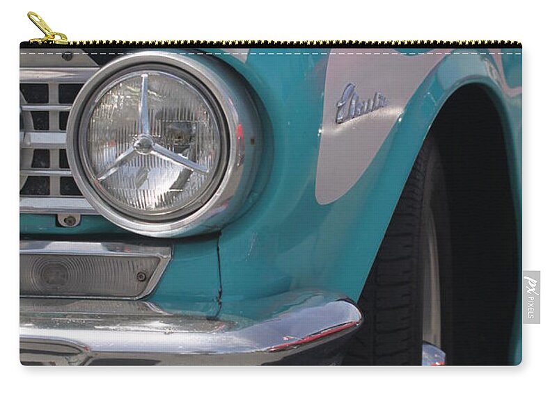 Chevy Zip Pouch featuring the photograph Corvair Classic by Jeff Floyd CA