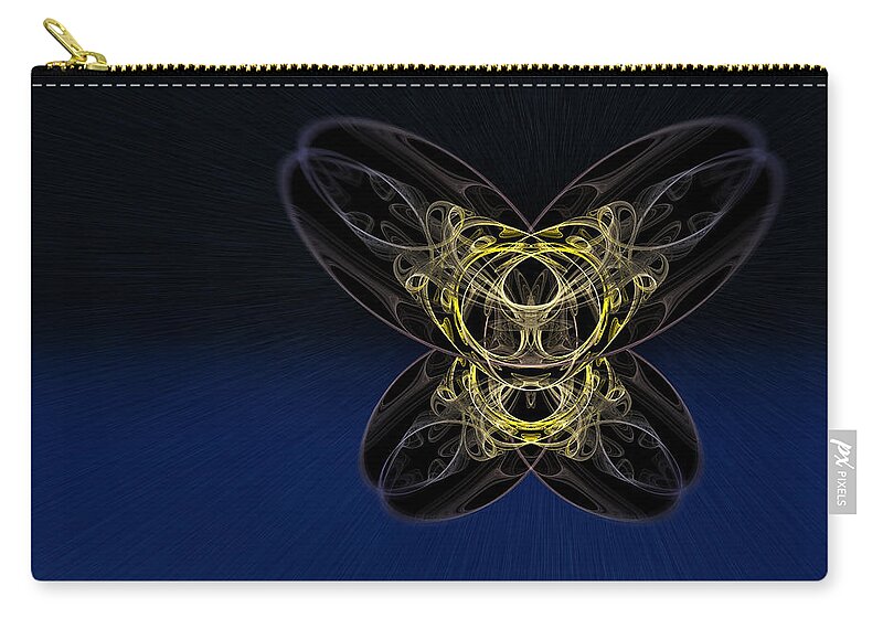 Glow Zip Pouch featuring the digital art Cosmic Butterfly in Space Zoom by Pelo Blanco Photo