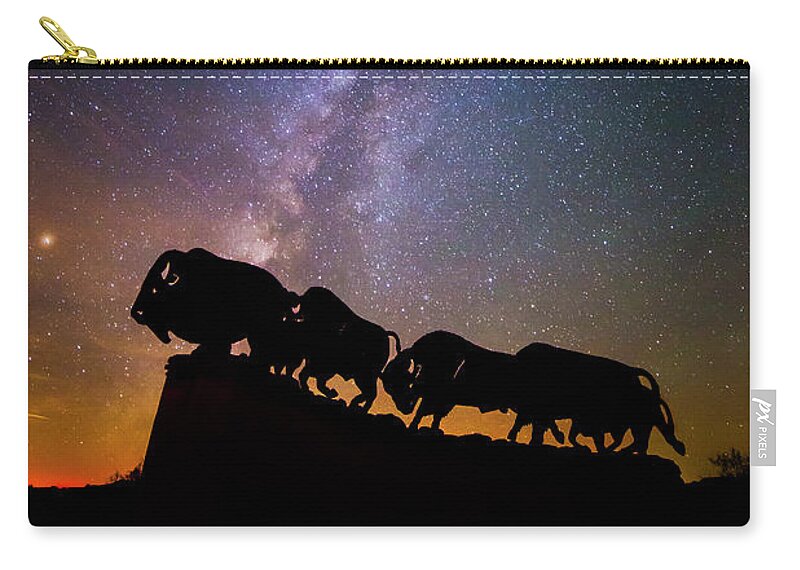 Caprock Canyons State Park Zip Pouch featuring the photograph Cosmic Caprock Bison by Stephen Stookey