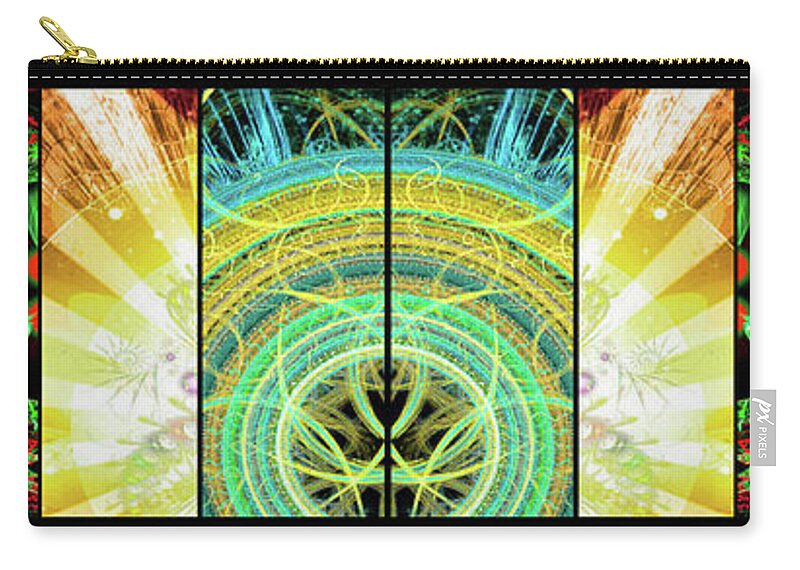 Collage Zip Pouch featuring the mixed media Cosmic Collage Mosaic Right Side Mirrored by Shawn Dall