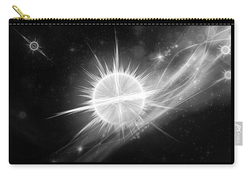 Corporate Zip Pouch featuring the digital art Cosmic Icestream BW by Shawn Dall