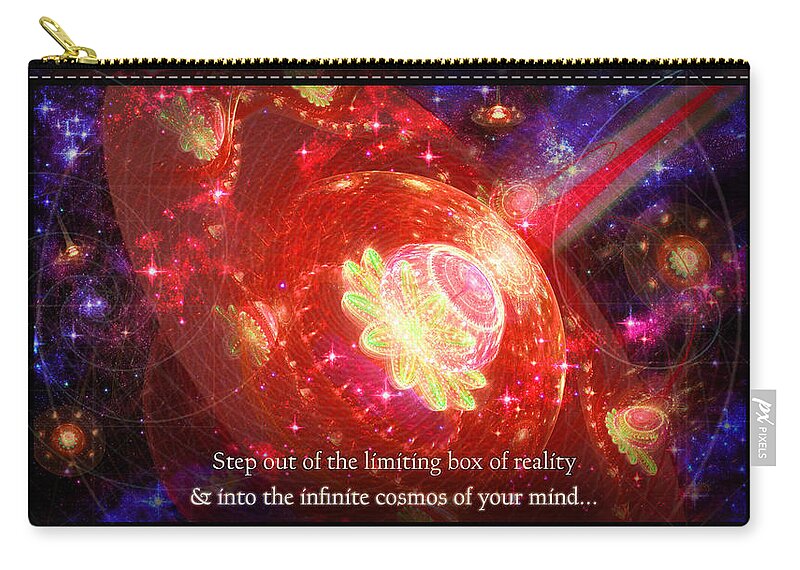 Corporate Zip Pouch featuring the mixed media Cosmic Inspiration God Source by Shawn Dall
