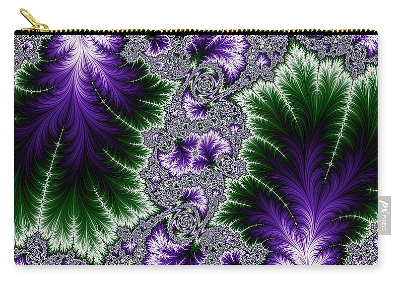 Cosmic Leaves. Purple Zip Pouch featuring the digital art Cosmic Leaves by Becky Herrera