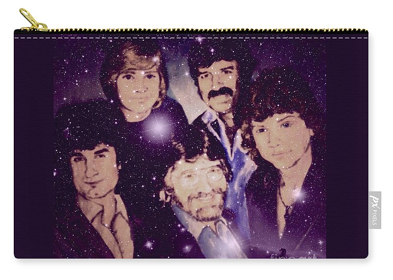 The Moody Blues Zip Pouch featuring the mixed media Cosmic Rockers by Joan-Violet Stretch
