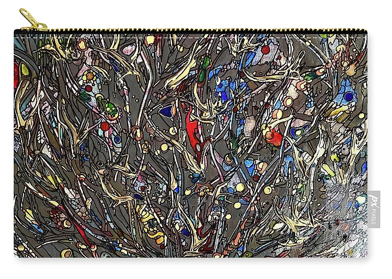 Original Art Zip Pouch featuring the mixed media Cosmic Soup by Rae Chichilnitsky