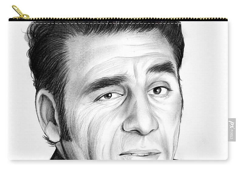 Michael Richards Zip Pouch featuring the drawing Cosmo Kramer by Greg Joens