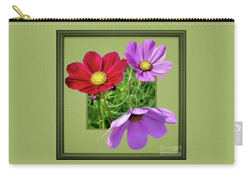 Cosmos Zip Pouch featuring the photograph Cosmos Flower Peeking Out by Smilin Eyes Treasures