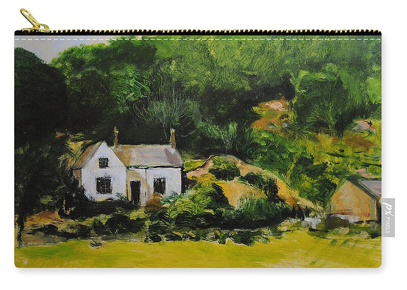 Wales Zip Pouch featuring the painting Cottage in Wales by Harry Robertson