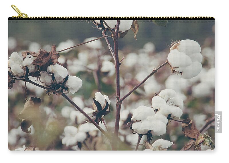 Fluffy Zip Pouch featuring the photograph Cotton Field 8 by Andrea Anderegg