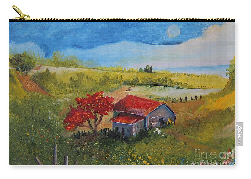 Alicia Maury Prints Zip Pouch featuring the painting Country House Near the River by Alicia Maury