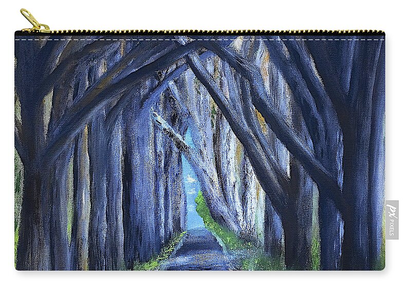 Lane Zip Pouch featuring the painting Country Lane by Dick Bourgault