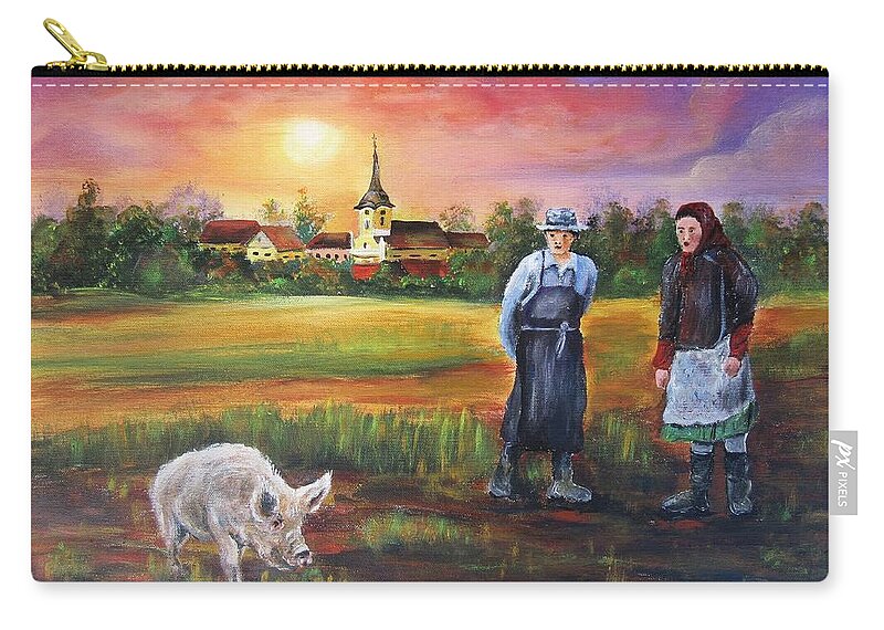 Landscape Zip Pouch featuring the painting Country life by Vesna Martinjak