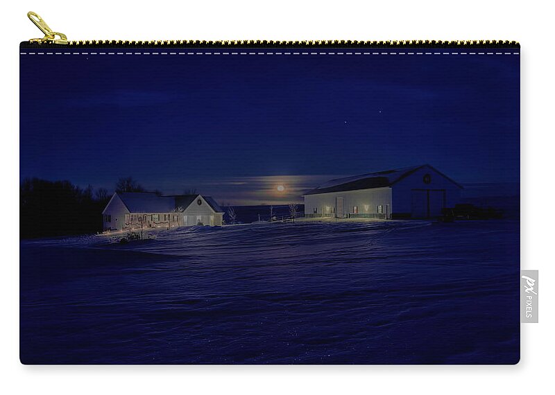 Winter Zip Pouch featuring the photograph Country Living Under the Full Moon by Dale Kauzlaric