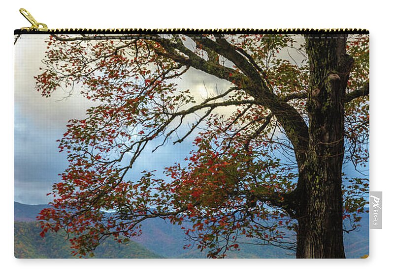 Appalachia Zip Pouch featuring the photograph Country Maple along the Lane Painting by Debra and Dave Vanderlaan