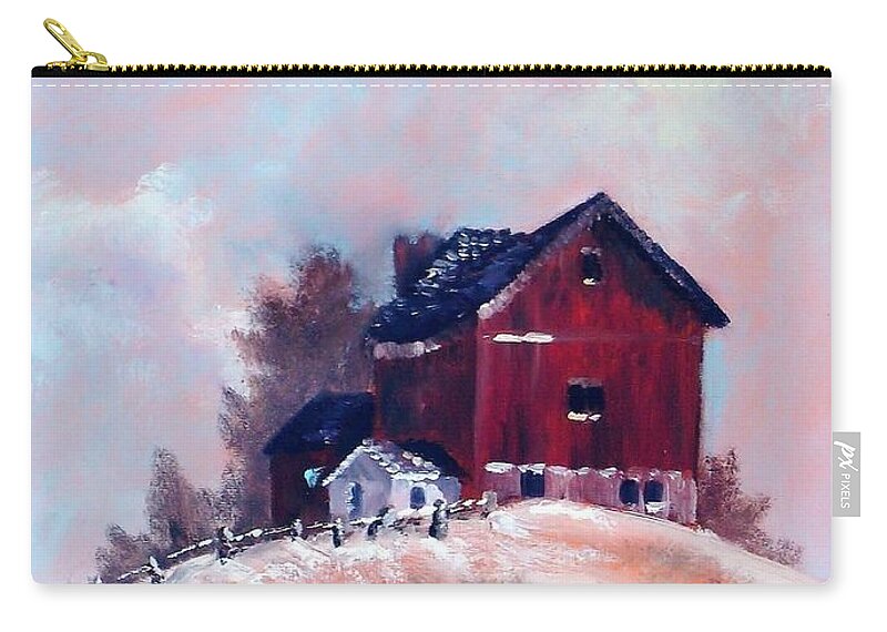 Barn Zip Pouch featuring the painting Country sentinel by K M Pawelec
