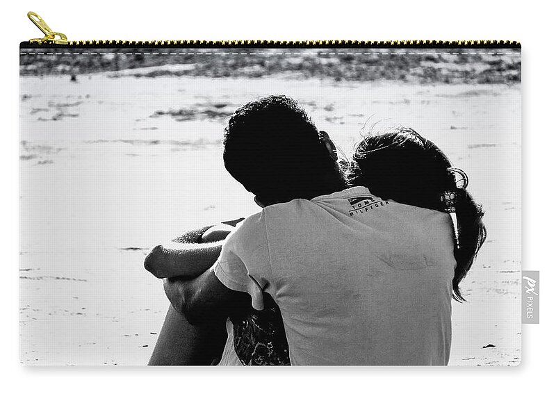 Beach Zip Pouch featuring the photograph Couple on Beach by Metaphor Photo