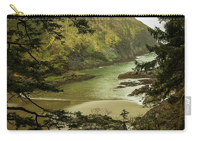 Cove Zip Pouch featuring the photograph Cove At Cape Disappointment Park by Aashish Vaidya