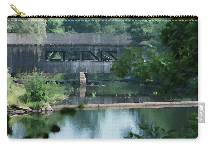 Covered Bridge Zip Pouch featuring the photograph Covered Bridge by Geoff Jewett