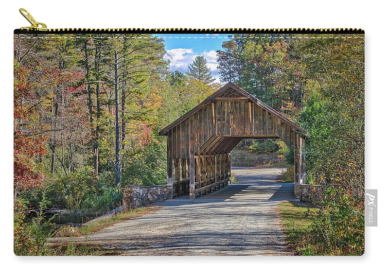 Aurorahdr 2017 Zip Pouch featuring the photograph Covered bridge by Jane Luxton