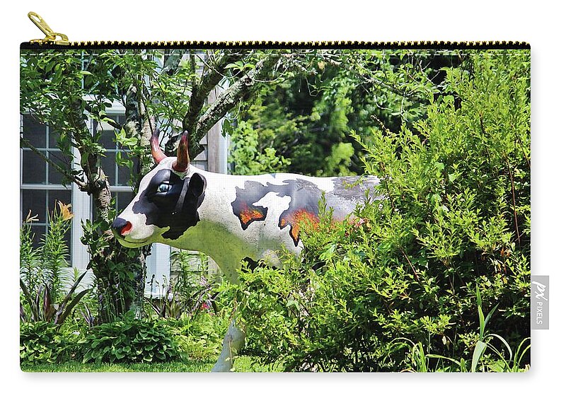 Cow Zip Pouch featuring the photograph Cow Statue by Cynthia Guinn