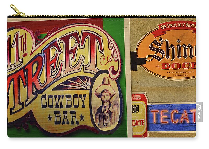 Cowboy Bars Zip Pouch featuring the photograph Cowboy Bar and Beer by Nadalyn Larsen