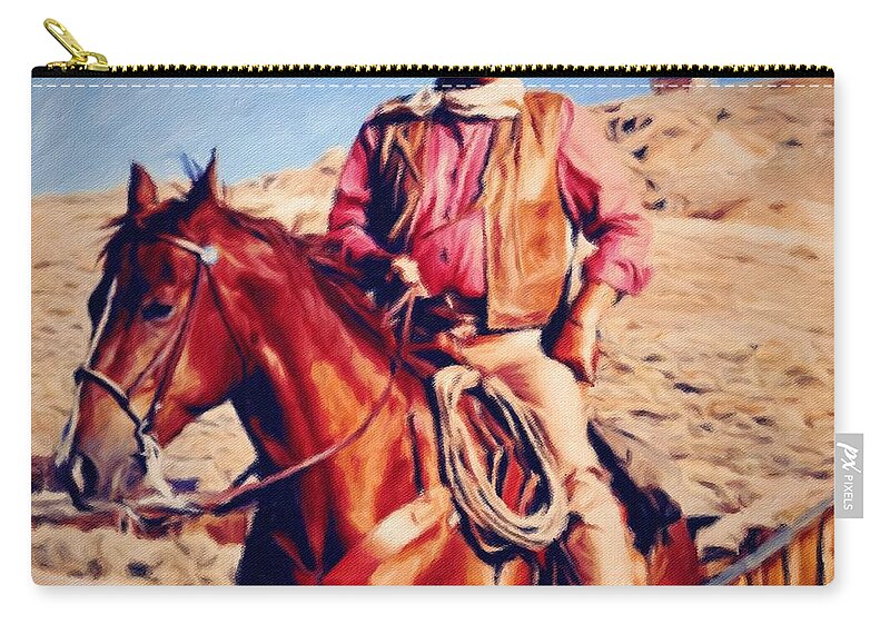 John Wayne Carry-all Pouch featuring the painting Cowboy John Wayne by Vincent Monozlay