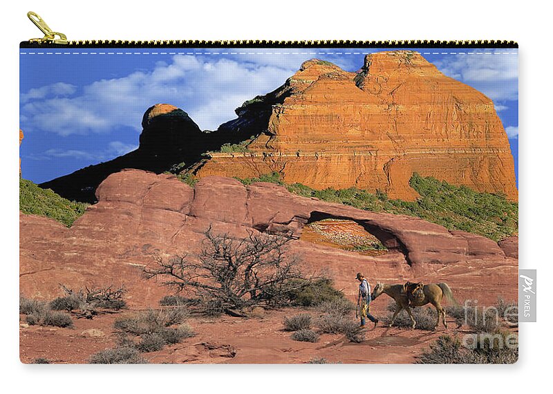 Cowboy Zip Pouch featuring the photograph Cowboy Sedona Ver 2 by Larry Mulvehill