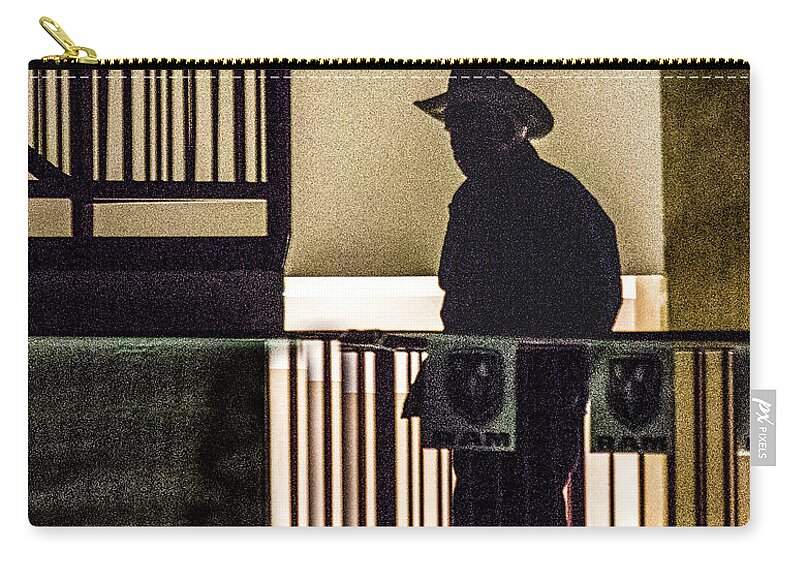 Cowboy Profile Zip Pouch featuring the photograph Cowboy walking by Jeff Kurtz