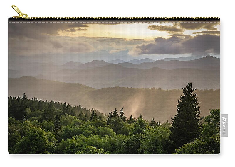 America Zip Pouch featuring the photograph Cowee Mountains Sunset 2 by Serge Skiba