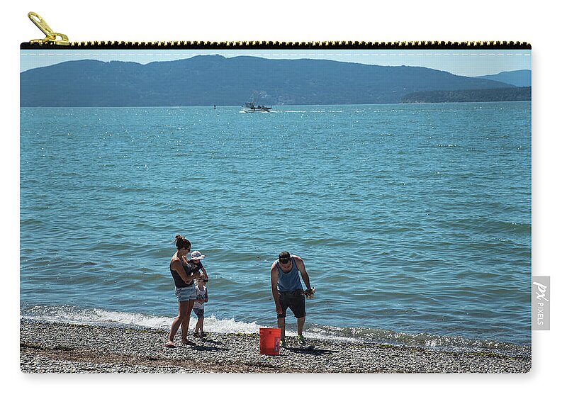 Crabbing Family Zip Pouch featuring the photograph Crabbing Family by Tom Cochran